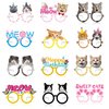 MDNHIO 36PCS Cat Party Favor 24PCS Tattoos 12PCS Paper Eyeglasses Kitty Themed Paper Photo Booth Props Birthday Party Decorations Dress Up Cute Style Funny Sunglasses Supplies Photography