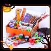 192 Pcs 24 Pack Assorted Halloween Stationery, Halloween Party Favors for Kids, Goodie Bags Stuffers Set Including Halloween Pencils, Rulers, Stamps and Erasers in Trick or Treat Bags