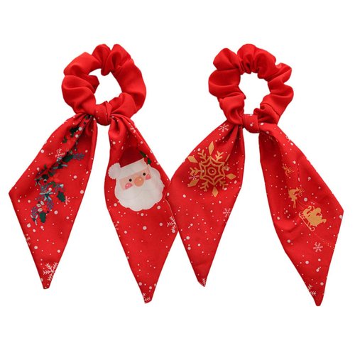 Christmas Hair Ties for Girl Ear Bow Hair Tie Red Tail Hair Bow Hair Scrunchies Christmas Hair Accessories for Women TSFQ13 (Red)
