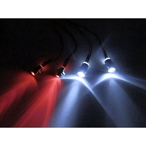 Share Goo 6Leds LED Light Headlights Taillight Kit Accessories Compatible with RC Car Truck Tank Crawler Traxxas HSP Tamiya Redcat RC4WD Axial SCX10(2 White,2 Red,2 Flashing Colorful LEDs)
