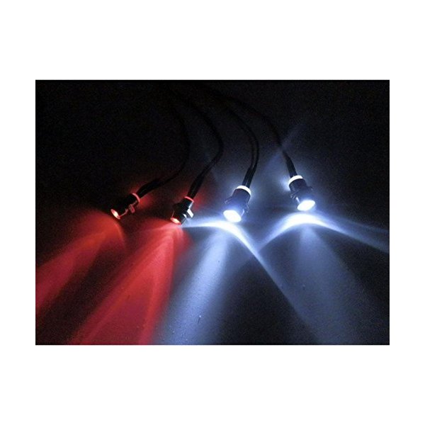 Share Goo 6Leds LED Light Headlights Taillight Kit Accessories Compatible with RC Car Truck Tank Crawler Traxxas HSP Tamiya Redcat RC4WD Axial SCX10(2 White,2 Red,2 Flashing Colorful LEDs)