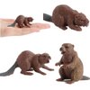 3PCS Safari Animal Figurines, Toy Animals for Kids with Beavers, Cake Toppers
