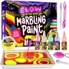 Glow in The Dark Marble Paint Kit for Kids - Water Marbling Painting Art Set for Boys & Girls Ages 6, 7, 8, 9, 10, 11, 12 Year Old - Kid Crafts Birthday Gifts Toys - Arts Craft Activities Gift