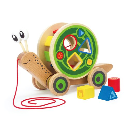 Hape Walk-A-Long Snail Pull Toy |Award Winning Toddler Wooden Push and Pull Toy with Removable Color