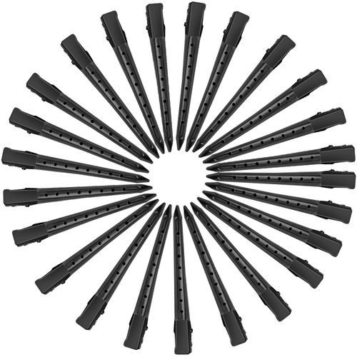 Korintin Hair Clips for Styling Sectioning - Alligator Hair Clip for Long Curl Thick Hair, 24 Pack Duck Bill Clips for Women, Black Metal Salon Clips, Hair Roller Clips, Pin Curl Clips