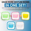 Denture Cases 5 Color Pack - Dental Box For Artificial Teeth, Mouth Guard, Night Guard, Gum Shields, Retainer - Denture Bath Container for Women and Men - Travel Denture Cup by PlastCare USA