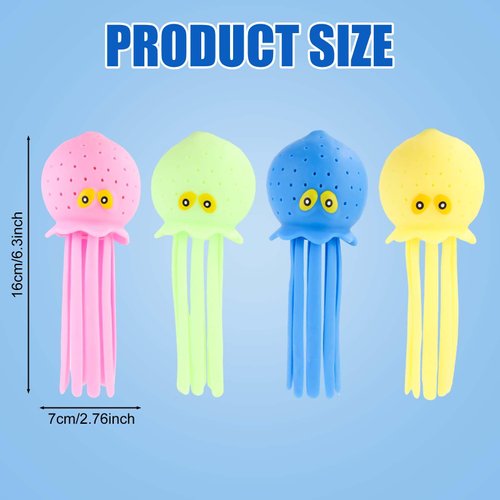 4pcs Octopus Water Balls, Multicolored Octopus Floating Pool Toys for Kids, Soft Sensory Octopus Bath Splash Toys for Swimming Pool, Beach, Bag Fillers, Party Favors, Summer
