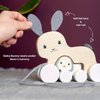 Bigjigs Toys FSC Certified Bunny & Baby Pull Along Toy - Eco-Friendly Rabbit Pull Along with Cord & Baby Bunny Push-Along, Quality Pull Along Toys for 1 Year Olds, Wooden Baby Toys