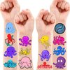 100 PCS Octopus Themed Birthday Party Favors Decorations Supplies Decor Octopus Ocean Under the Sea Animals Temporary Tattoos Stickers for Girls Boys Baby Shower Gifts Student School Prizes Rewards