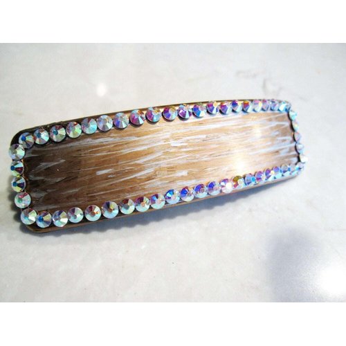 Generic Metallic gold and silver hand painted crystal hair clip clamp barrette