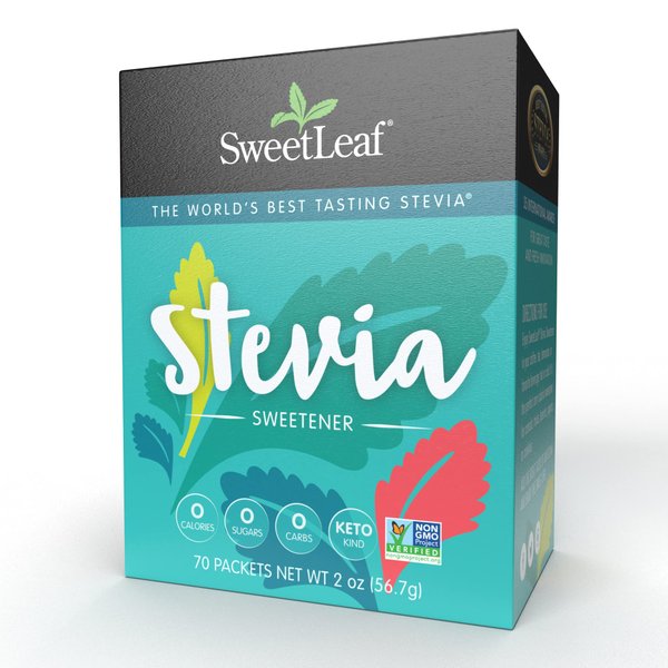 SweetLeaf Stevia Packets - Zero Calorie Stevia Powder, No Bitter Aftertaste, Sugar Substitute for Keto Coffee, Nothing Artificial, Non-GMO Stevia Sweetener Packets, 70 Count