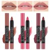 AWCCXMYM 3 Colors Matte Lipstick Set Nude Lip Stick Long Lasting Waterproof Velvet Rotating Lip Crayon Professional Lip Gloss Makeup Set -Set B