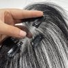 AYunhe Clip In Fetal Hair Bang Natural Human Hair Side Bangs Invisible Edge Replacement Fringe Forehead Hairline For Women Glueless Hair Extensions (Black, Lace 13x5 cm)