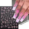6Sheets Colorful Hibiscus Flower Nail Stickers Self Adhesive Pink White Floral Nail Decals Gold Silver Star Cherry Blossom Petal Nail Design Nail Art Stickers 3D Nail Supplies Pegatinas Uñas for Women