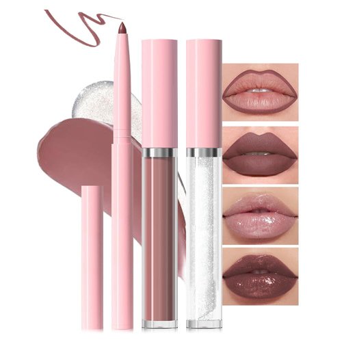 BINGBRUSH Super Stay Matte Longwear No-Budge 3 in 1 lip liner + lip gloss + lip oil Makeup,Highly Pigmented Color Cheeky, Soft Matte Lip Cream Lightweight Lipstick (1pc 01#, 3in1)