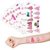 Cute Pink Christmas Temporary Tattoos Xmas Tree Birthday Party Decorations Favors Supplies Winter Themed Stickers 10 Sheets 100 PCS Gifts for Kids Girls Boys Decor Class School Carnival Christmas