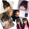 Brazilian Human Hair Bangs Clip On Real Hair for Black Women French Bangs Clip In Hair Extensions Natural Black Straight Hair Bangs with Temple 6-8inch Muzinuo