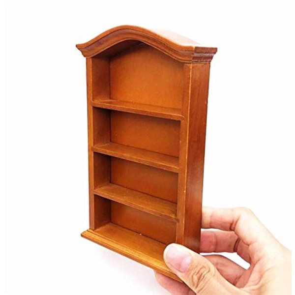 EatingBiting Adult scene 1:12 Handmade Dollhouse Miniature Furniture Wooden Bookcase Wood Shelf Cabinet Mini Wooden Pretend Play Four Floors Bookshelf Toy Dollhouse Furniture Accessory Doll House Deco