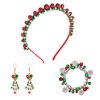 HEIDKRUEGER Christmas Bells Headband Xmas Beaded Headband Snowflake Christmas Tree Candy Cane Jewelry Set for Women Girls Holiday Gifts
