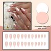 YOSOMMK French Tip Chrome Press on Nails Almond Medium Fake Nails with Mirror Designs Glossy Glue on Acrylic Nails Nude Full Cover False Nails for Women