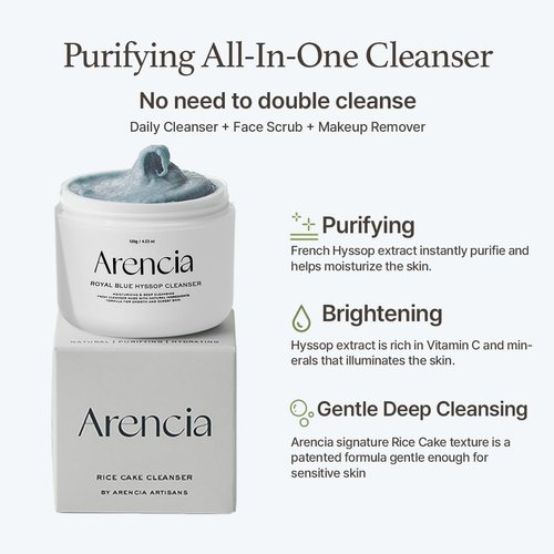 Arencia Hyssop Brightening & Deep-Cleansing Face Scrub & Exfoliator - All Skin Types, For Sebaceous Filaments & Blackheads (4.23oz)