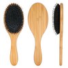 OWIIZI Boar Bristle Hair Brush for Women & Mens Natural Boar Bristle Brush Bamboo Detangler Brush and Comb Set for Long Curly Fine Hair(Set A)
