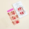 SINSEN Long Square Press on Nails Rhinestone Acrylic Fake Nails Glossy Red French Tip False Nails Very Long Glue on Nails Kit Reusable Stick on Nails Finger Manicure Decorations for Women, 24PCS