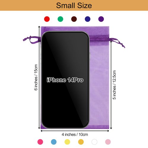 SumDirect Small Organza Bags with Drawstring - 110PCS 4×6 inches Mixed Color Mesh Jewelry Bags, Sheer Organza Pouches Wedding Favor Bags for Christmas Party