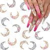 12 Pcs Moon Nail Charms 3D Alloy Gold Silver Moon Little Stars Nail Gems for Acrylic Nails Pink White Crystal Nail Rhinestones Luxury Shiny Moon with Diamonds Nail Jewels for Women Manicure Ornament