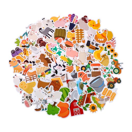 100 Pack Farm Animal Stickers,Farm Cow Pig Party Favors, Farm Party Decorations