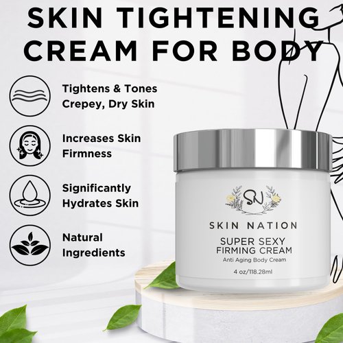 Super Sexy Firming Cream Body Lotion - Skin Tightening Cream For Body - Neck Cream - Wrinkle Cream For Face - Anti Aging - Skin Food - Organic Aloe Vera, Shea Butter, Coconut Oil + More, Made in USA