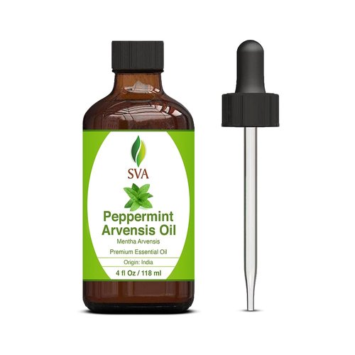 SVA Peppermint Essential Oil – 4 Fl Oz – 100% Natural Peppermint Oil - for Diffuser, Hair Care, Face, Skin Care, Aromatherapy, Scalp and Body Massage, Soap and Candle Making - with Dropper