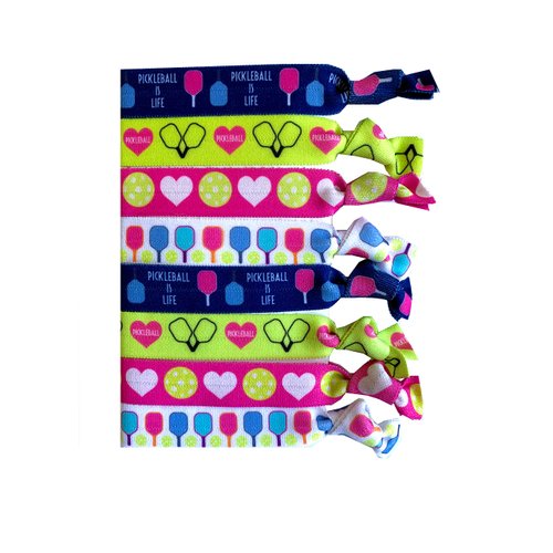 8 Piece Pickleball Hair Elastic Set - Pickleball Gifts - Accessories for Players, Women, Girls, Coaches, Doubles Partners, Women's Leagues - MADE in the USA