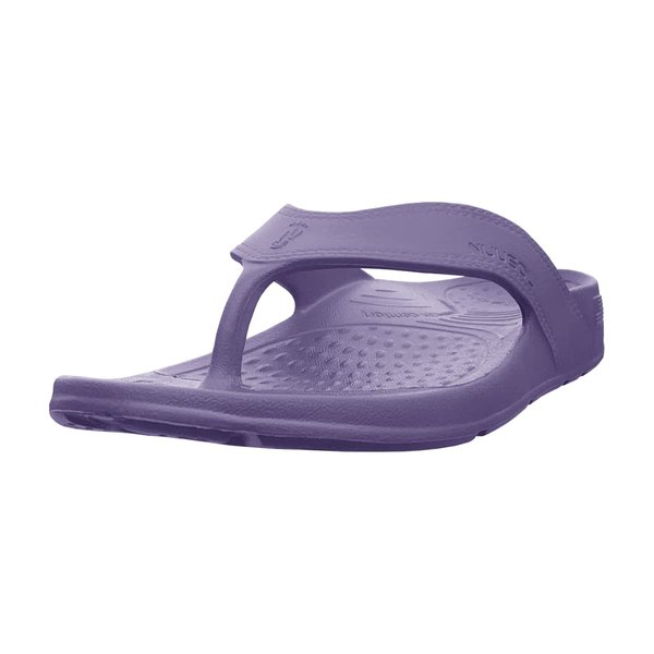NUUSOL Unisex Cascade Flip Flop; Non-Slip Hiking/Plantar Fasciitis Footwear; Soft, Lightweight & Comfortable; Arch Support & Textured Footbed, Morning Violet, 12 Women/11 Men