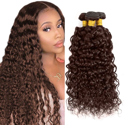 DiexrLamx Hair 34 34 34 Inch Color #4 Bundles Chocolate Brown Water Wave Bundles 8A Unprocessed Brazilian Virgin Hair 3 Bundles Dark Brown Bundles Human Hair Extensions