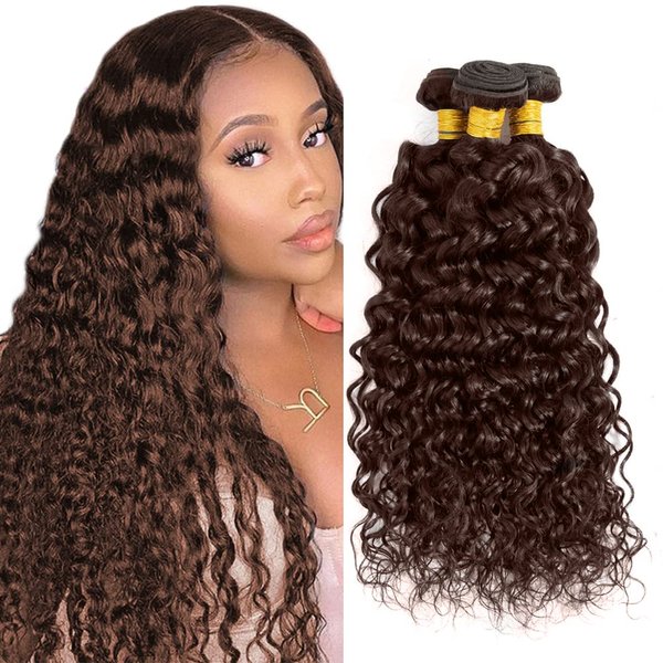 DiexrLamx Hair 34 34 34 Inch Color #4 Bundles Chocolate Brown Water Wave Bundles 8A Unprocessed Brazilian Virgin Hair 3 Bundles Dark Brown Bundles Human Hair Extensions