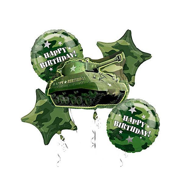 Army Tank Camouflage Party Supplies Birthday Balloon Bouquet Decorations