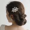 EVAZEN Crystal Wedding Hair Clip Silver Rhinestone Bride Hair Clips Pearl Bridal Hair Accessories for Women and Girls