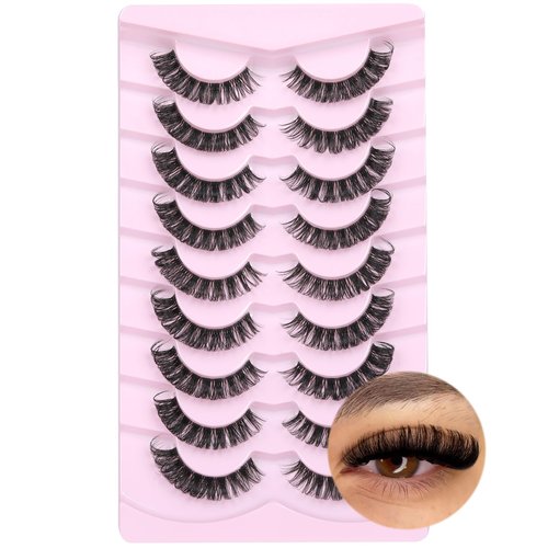 D Curl Strip Lashes Natural Look False Eyelashes Wispy Russian Strip Lashes Mink Cat Eye Fake Las...