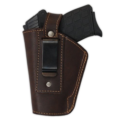 Barsony Brown Leather Belt Clip Holster for Small Frame .380 and Ultra-Compact 9mm 40 45 (KIMBER Micro Carry; CDP .380, right)