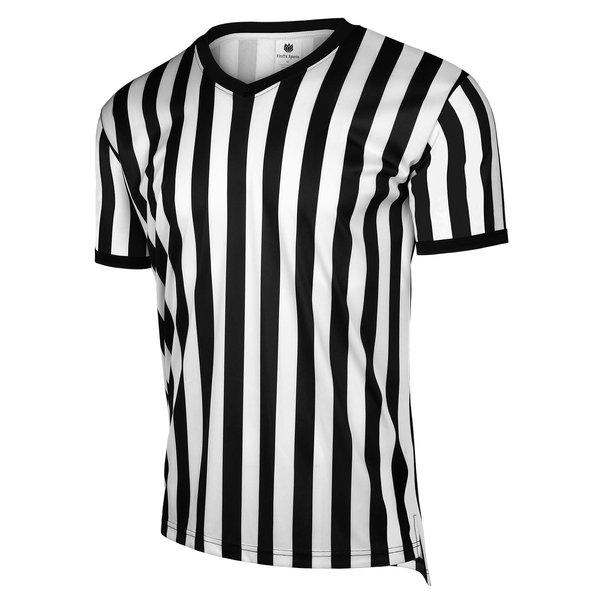 FitsT4 Sports Men's Official Black & White Stripe Referee Shirt Short Sleeve Umpire Jersey Costume Pro Ref Football Uniform
