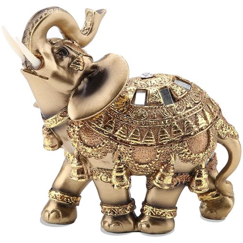 ZJYICANUS Gold Elephant Statues，Feng Shui Home Decorations for Living Room Elephant Figurines Vintage Collectibles Decor Gift
