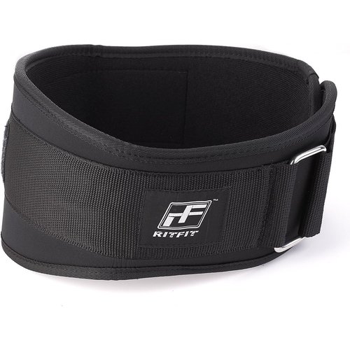 RitFit Weight Lifting Belt - Great for Squats, Lunges, Deadlift, Thrusters - Men and Women - 6 Inch Black - Firm & Comfortable Lumbar Support with Back Injury Protection