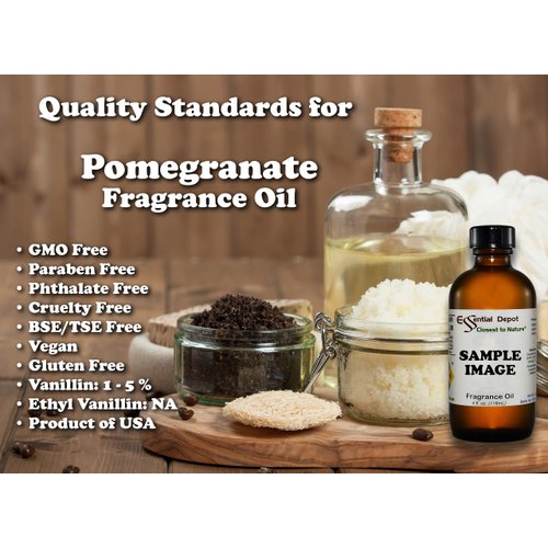 Pomegranate Fragrance Oil - 4 oz - Supplied in 4 oz. Amber Glass Bottle with Black Phenolic Cone Lined and Safety Sealed Cap