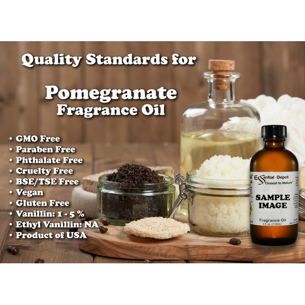 Pomegranate Fragrance Oil - 4 oz - Supplied in 4 oz. Amber Glass Bottle with Black Phenolic Cone Lined and Safety Sealed Cap