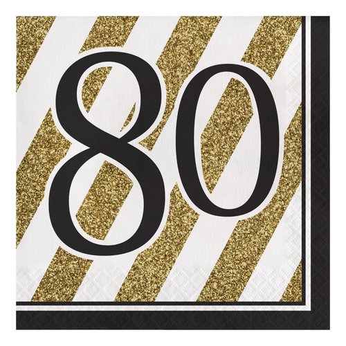 Creative Converting Black and Gold 80" Paper Luncheon Napkins, 6.5 x 6.5 inches, 40