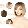 NAYOO Blonde Wig with Bangs, 12 Inch Blonde Short Bob Wigs for Women, Natural Look Blonde Bob Wig with Bangs, Super Soft Straight Bob Wig, Colorful Wig for Everyday Use, Cosplay, Halloween(A-Blonde)