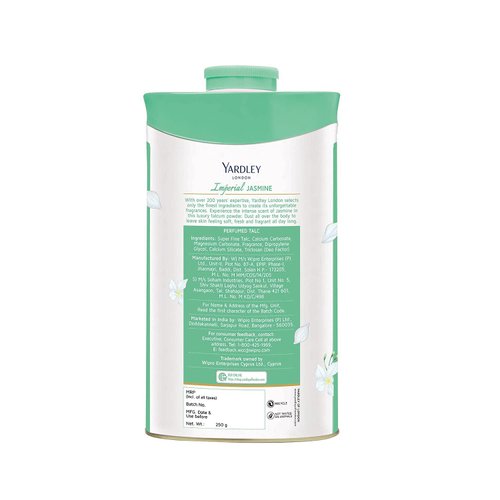 Yardley London Jasmine Perfumed Talcum Powder - 250 g. 8.8 oz, Deodorizing Talc