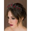 SWEETV Gothic Red Tiaras and Crowns for Women, Wedding Tiara for Bride, Crystal Princess Tiara, Ruby Queen Crown, Costume Party Hair Accessories for Brithday Prom Halloween
