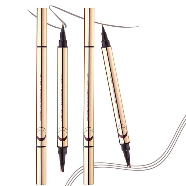 2Pcs/Set 3D Eyebrow Pencil Microblading Pen - 2-in-1 Dual-Ended Eye Makeup Micro 3 Point Brow Pen Lift & Snatch Eyebrow Pen Kits Long-Lasting Waterproof Natural Eyebrow Hair (2Pcs 01# gray brown)
